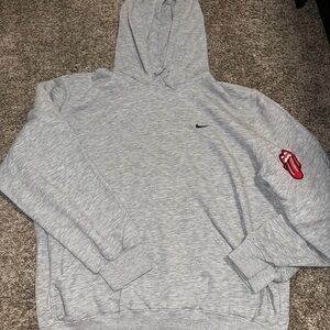 Nike Light Gray Men's Hoodie with Rolling Stones Patch